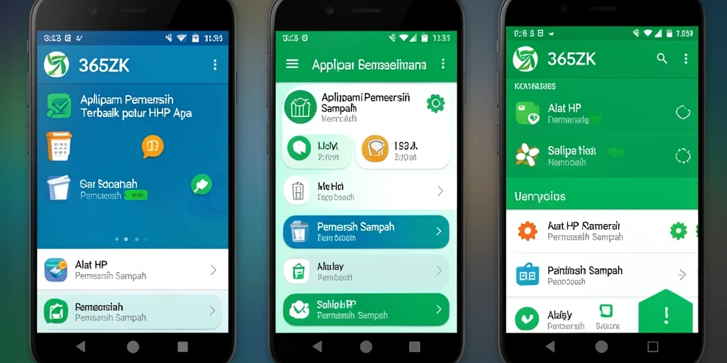 Antarmuka utama 365ZK menunjukkan opsi pembersihan sampah dan pemantauan kinerja.