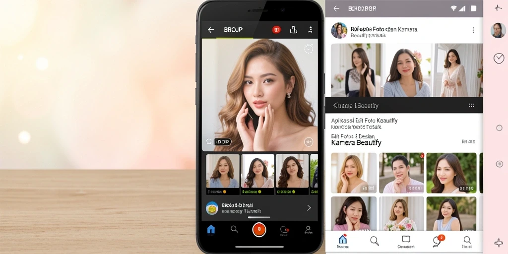 Screenshot utama BROJP menampilkan antarmuka sederhana dan fitur Kamera Beautify yang menarik.