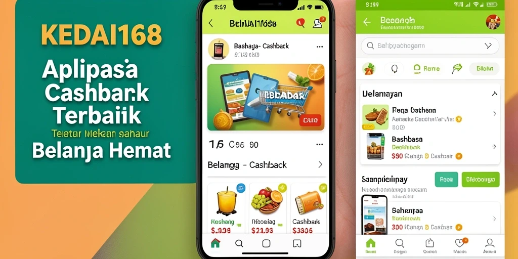 Antarmuka aplikasi KEDAI168 yang sederhana dan fungsi Cashback yang mudah digunakan.