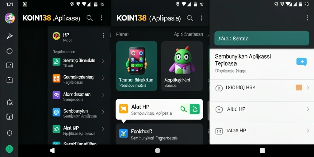 Antarmuka KOIN138 yang sederhana dan fungsional untuk menyembunyikan aplikasi.