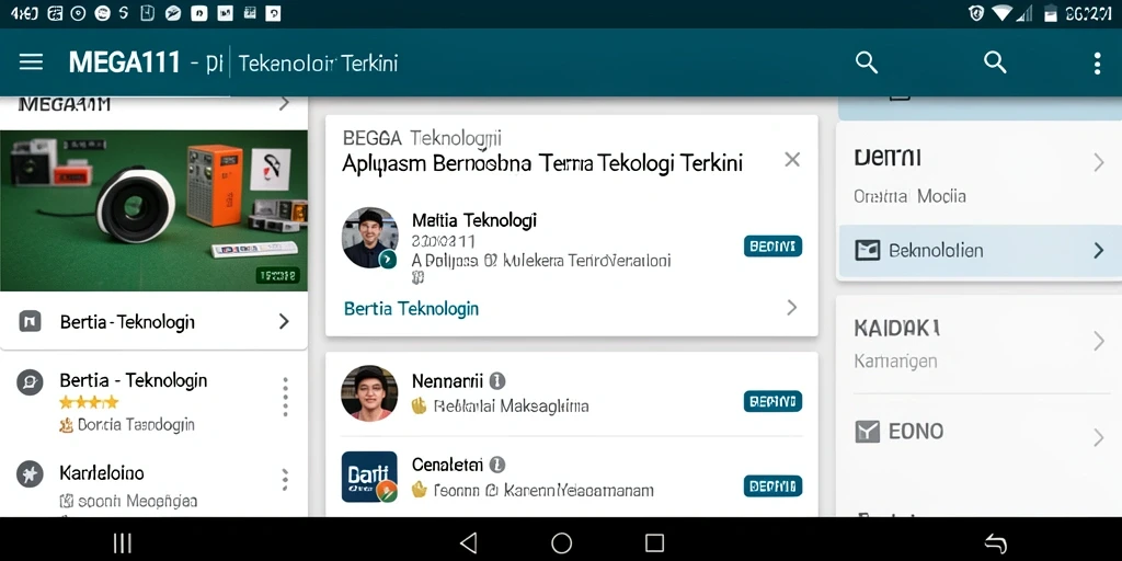 Antarmuka MEGA111 yang bersih dan modern untuk berita teknologi.