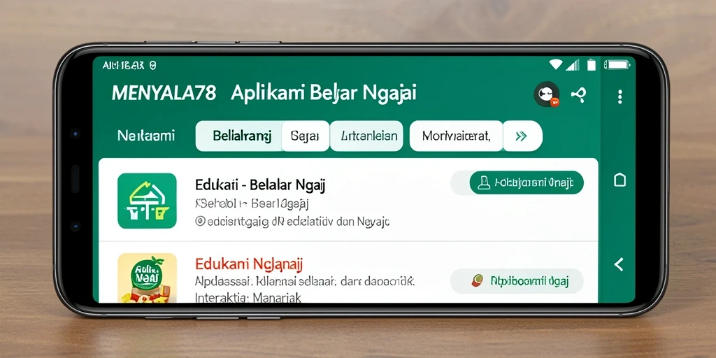 Tampilan antarmuka belajar mengaji yang user-friendly dan menarik.