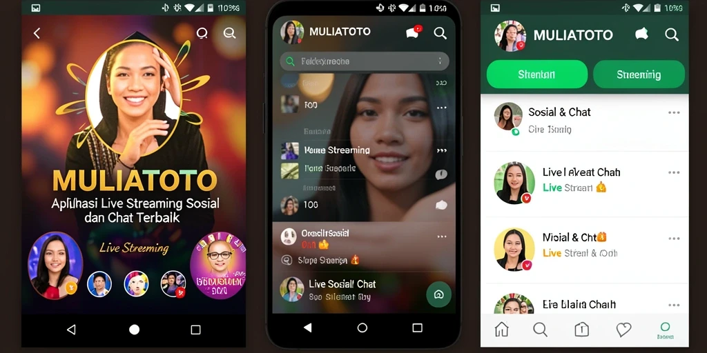 Tampilan antarmuka MULIATOTO saat live streaming dengan fitur interaksi.