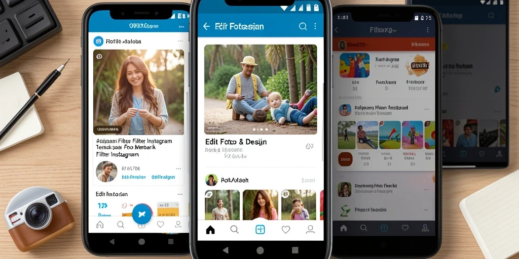 Tampilan antarmuka ORA78 dengan efek filter Instagram yang memukau.