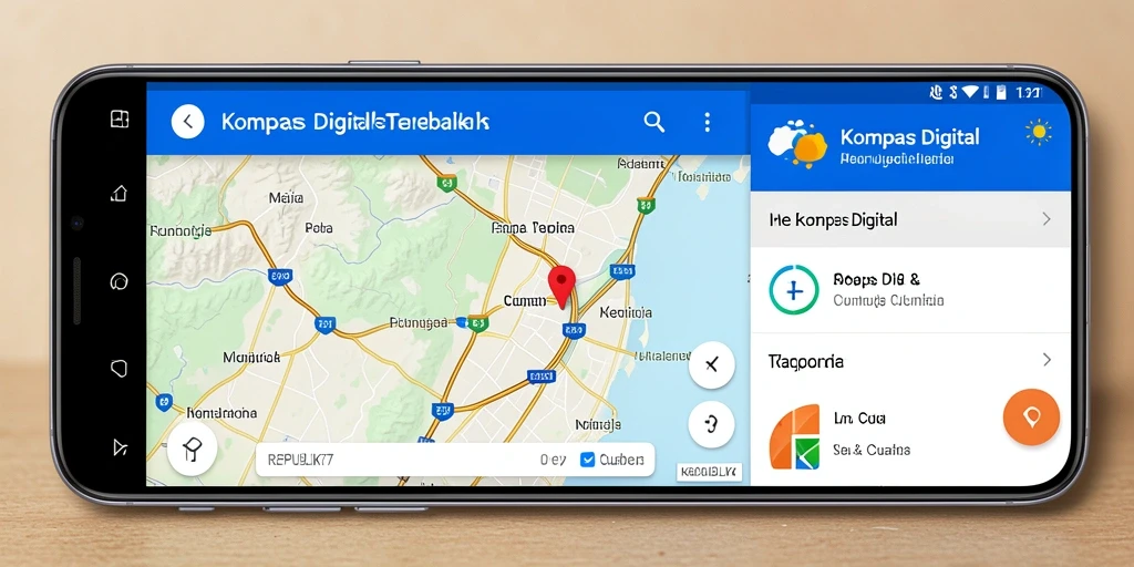 Tampilan antarmuka pengguna aplikasi Kompas Digital REPUBLIK77 yang intuitif.