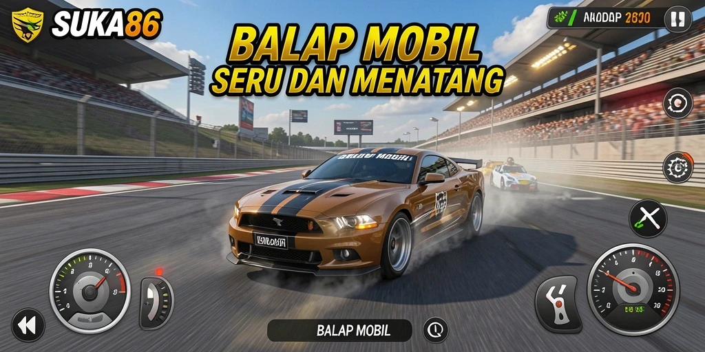 Tampilan antarmuka menarik dari game Balap Mobil SUKA86.