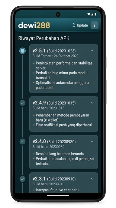 Riwayat Versi Aplikasi dewi288 untuk Pengguna Android